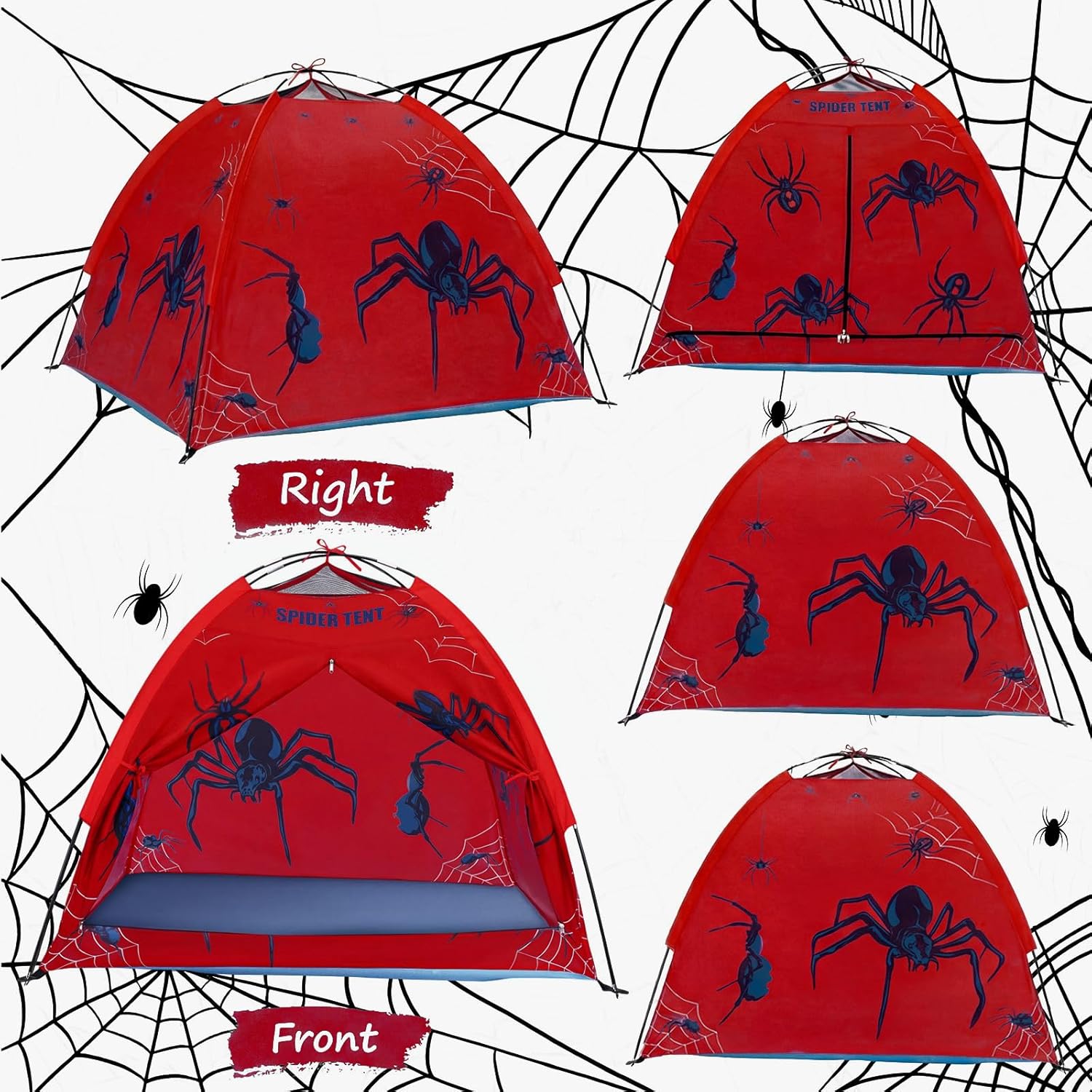 Spider Themed Play Tent for Adults Spider Web Playhouse Indoor Outdoor Games Party Pop up Foldable Tent with Storage Bag Birthday Gifts for Adults - Image 4