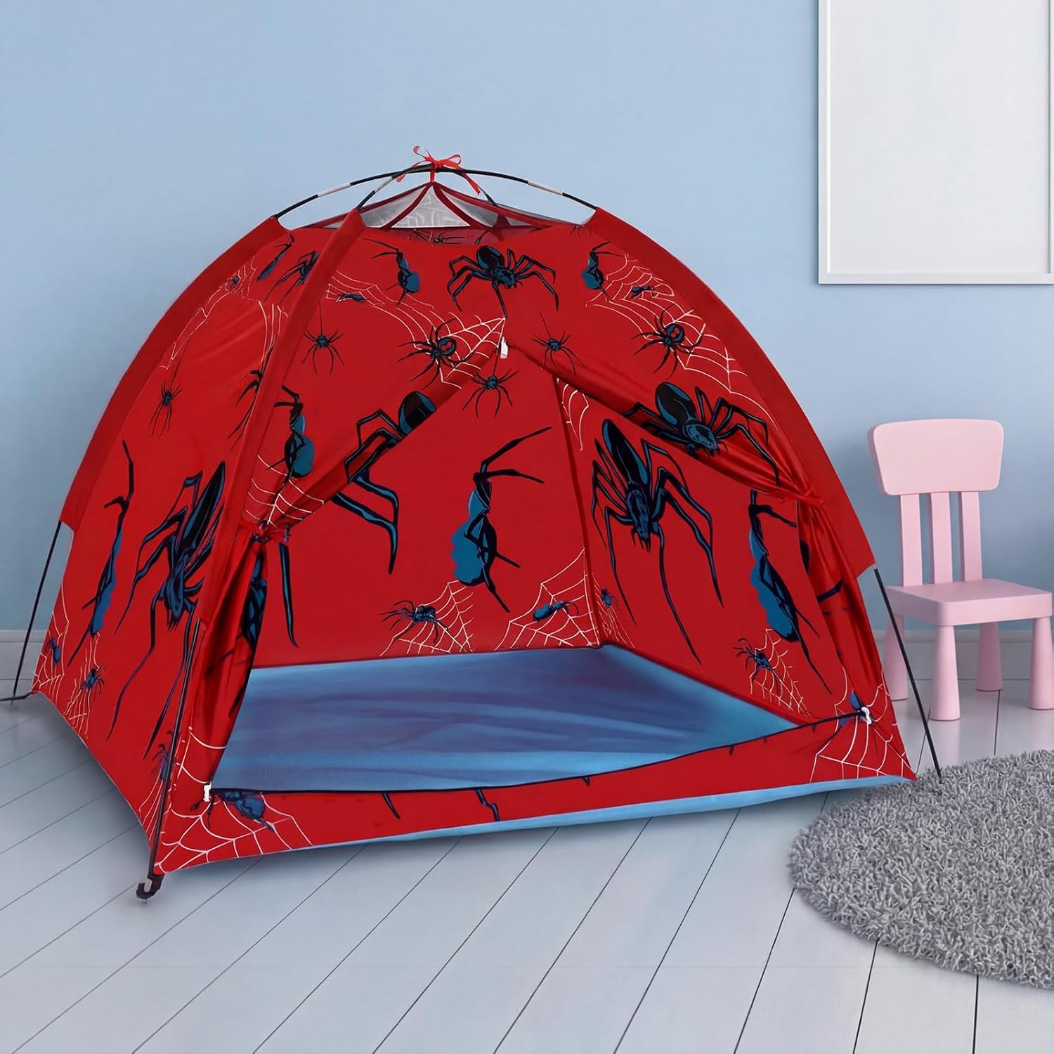 Spider Themed Play Tent for Adults Spider Web Playhouse Indoor Outdoor Games Party Pop up Foldable Tent with Storage Bag Birthday Gifts for Adults - Image 5