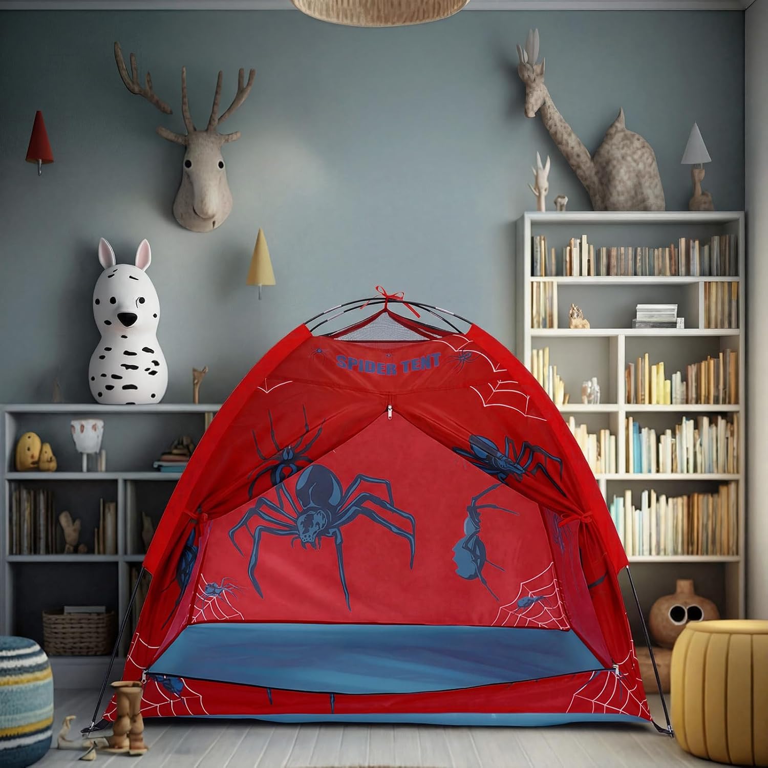 Spider Themed Play Tent for Adults Spider Web Playhouse Indoor Outdoor Games Party Pop up Foldable Tent with Storage Bag Birthday Gifts for Adults - Image 6