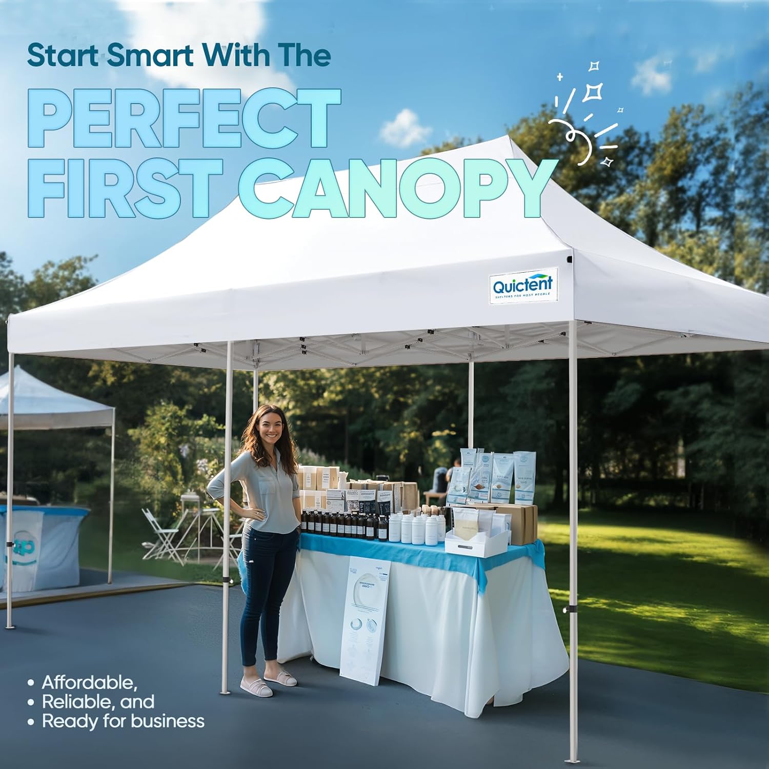 Quictent 10x20 Heavy Duty Pop up Canopy Tent, Easy up Commercial Instant Shelter with Wheeled Bag for Outdoor, Parties, Markets, Camping, 500D Silver Coated UPF 50+ Sun Shield - Image 3