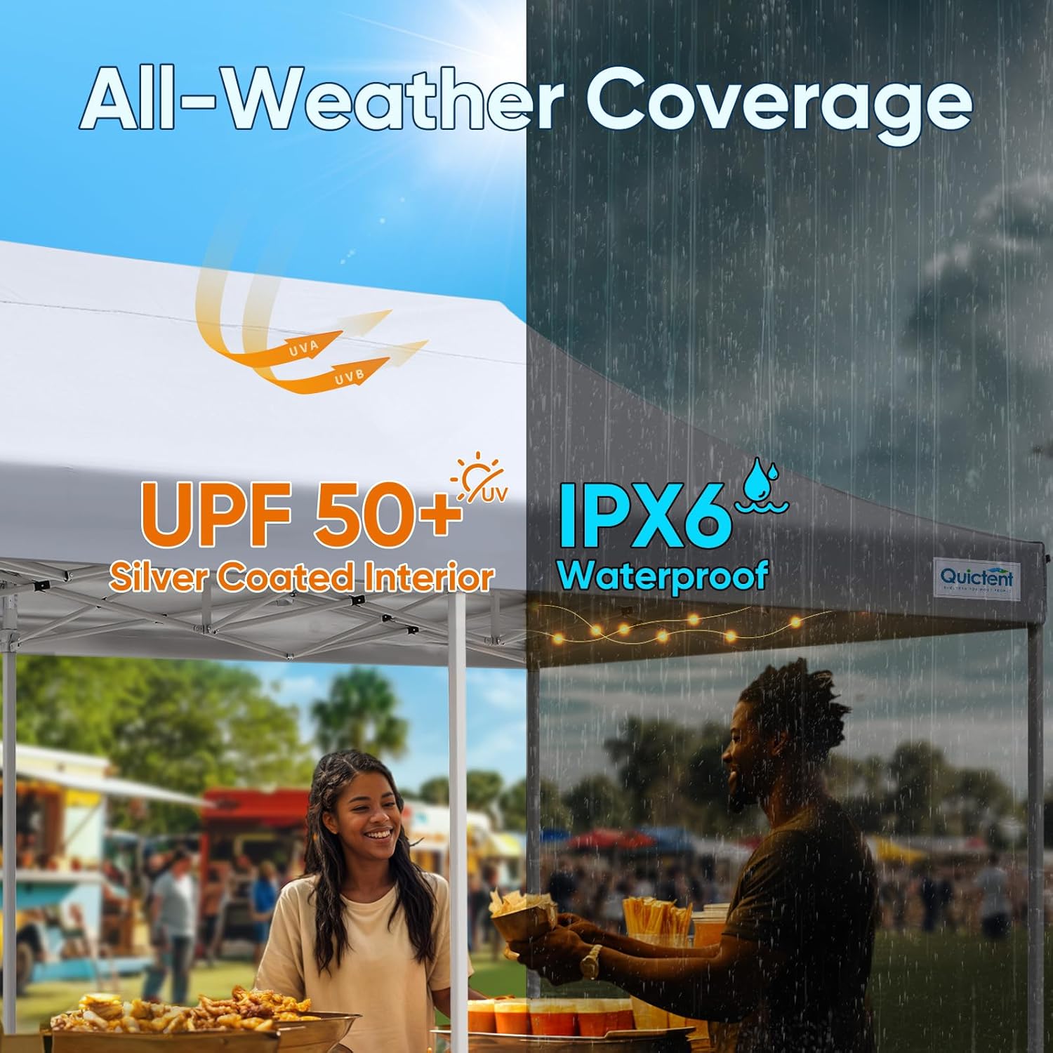Quictent 10x20 Heavy Duty Pop up Canopy Tent, Easy up Commercial Instant Shelter with Wheeled Bag for Outdoor, Parties, Markets, Camping, 500D Silver Coated UPF 50+ Sun Shield - Image 5