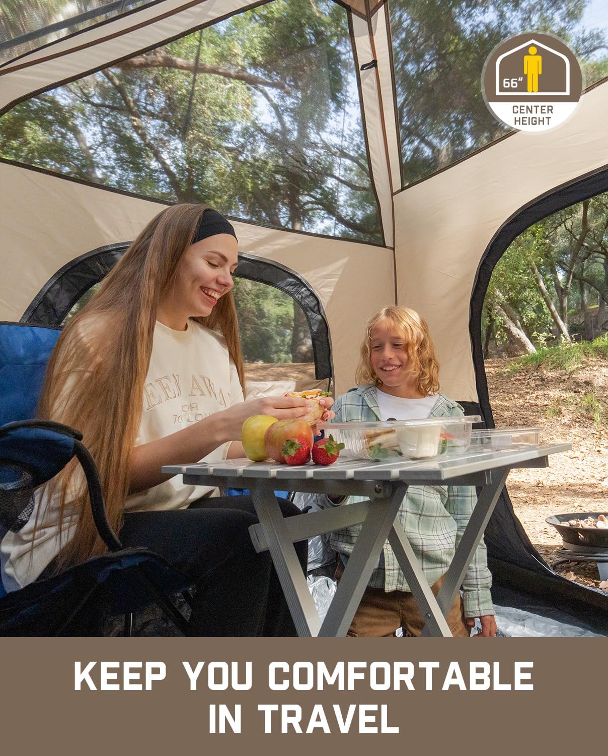 FanttikOutdoor Camping Tent 4/6/8/10 Person Instant Cabin Tent Setup in 60 Seconds with Rainfly & Windproof Portable with Carry Bag for Family Camping & Hiking - Image 5